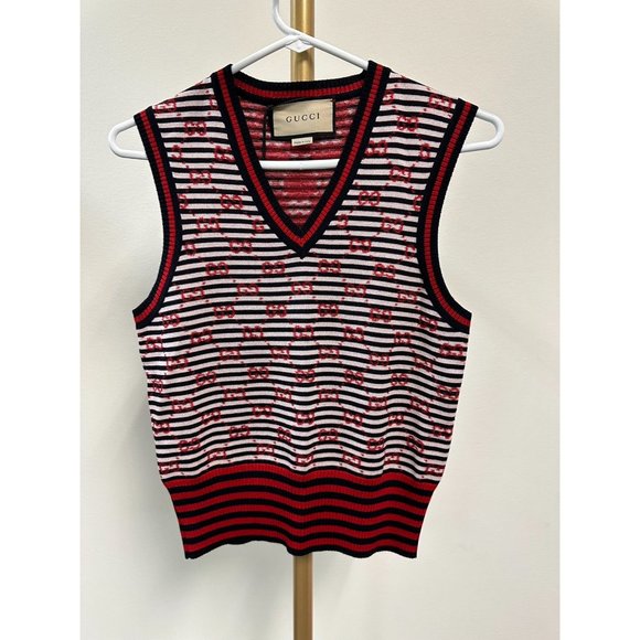 Gucci Red Fitted Ribbed Tank Top - Picture 2 of 11